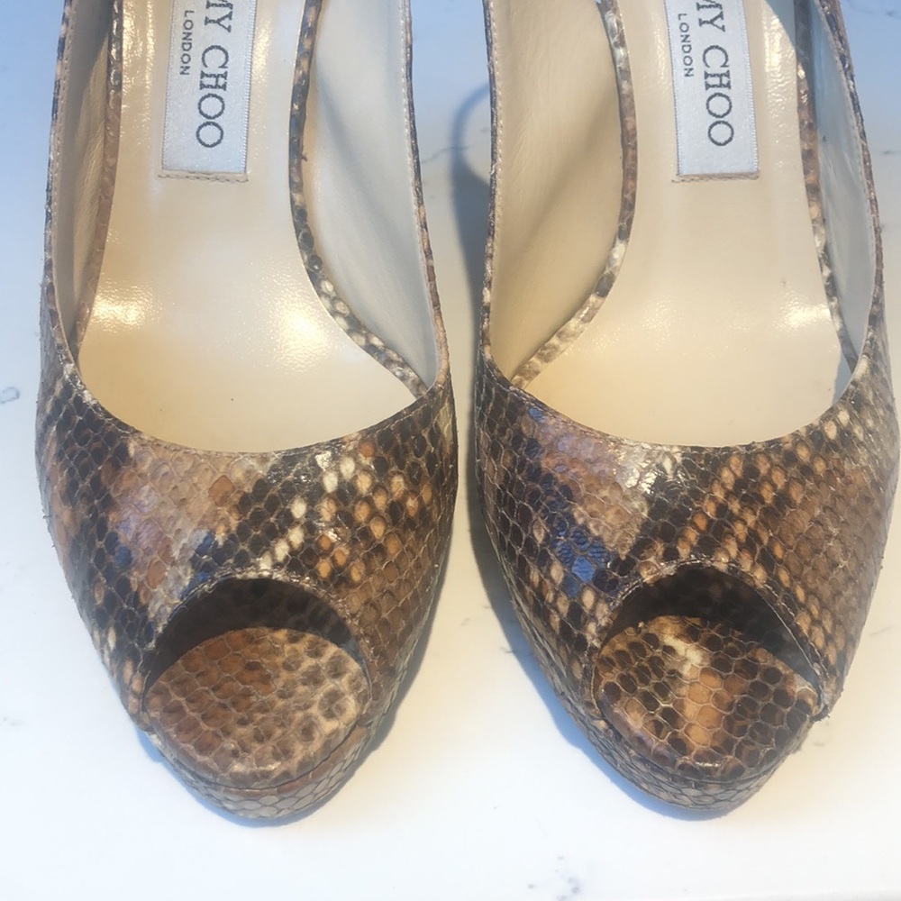 Authentic Python Peeptoe Sling Back Pumps - image 5